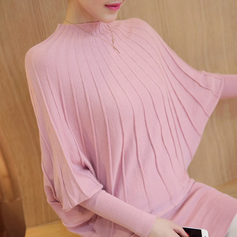 Women Sweater Loose Pullover Knitted Cotton Batwing Sleeve Knit Top Autumn Sweaters Pull Casual Ladies Bat Jumper Tops | Женская одежда