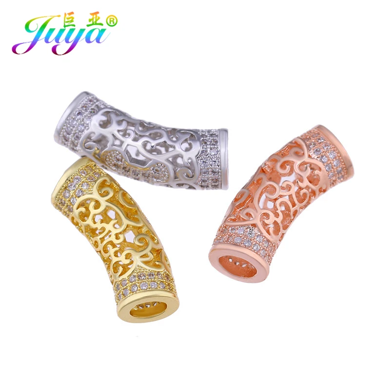 Juya DIY рукоделие Аксессуары материал полые золотые изогнутые трубки бусины для