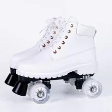 

Artificial Leather Autumn and Winter Roller Skates Double Line Skates Women Men Adult Two Line Skate Shoes Patines PU 4 Wheels