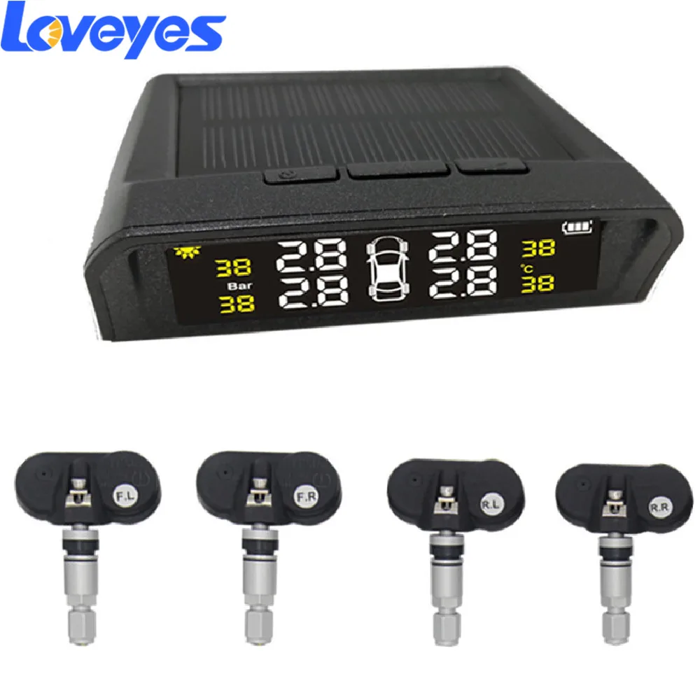 Автомобильная солнечная USB система контроля давления в шинах TPMS встроенный LCD