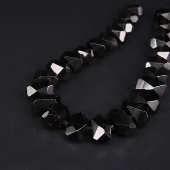 

Natural 13-16x21-25mm Clear Obsidian Freeform Faceted Nugget Gems Stone Lace Loose Beads 15"
