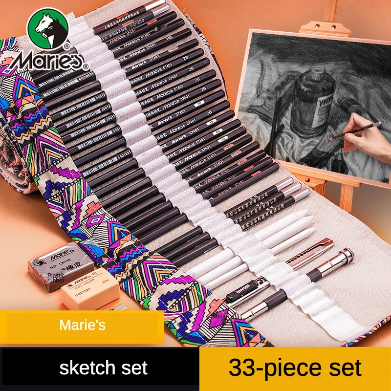 Maries Sketching Pencil Set Professional Drawing Tool Set Charcoal Pencils for Beginners Students Art Supplies School Stationery maries 12 18 24 colors professional oil paints colors painting drawing pigments art supplies art set oil painting set