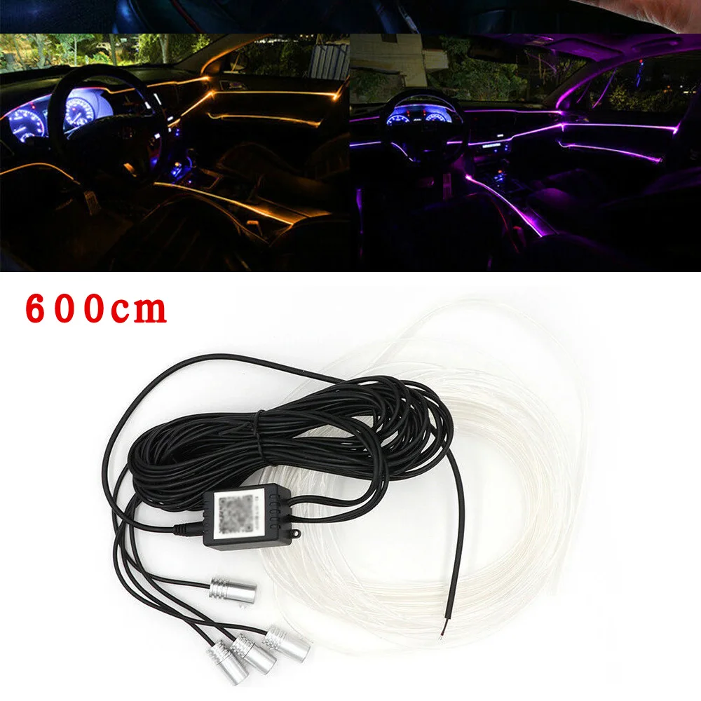 6 м Автомобильный интерьер RGB 5050 SMD светодиодный неоновый светильник EL полосы звук Bluetooth мобильный телефон приложение Управление комплект автомобильные аксессуары