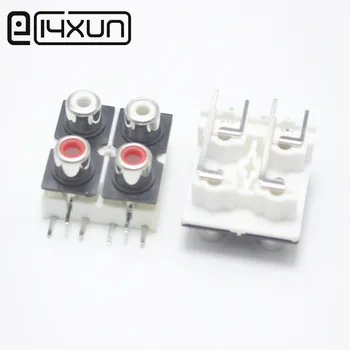 

2pcs New 4Pole 6Pin RCA Female Audio Video Plug AV Connector Socket Connector AV4-8.4-10 White + Red PCB Parts