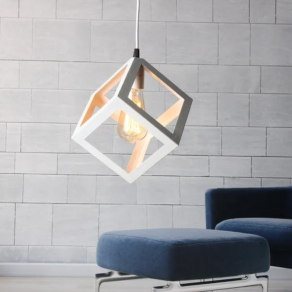 Modern E27 Metal Cube Ceiling Pendant Light Chandelier Fixtures Lamp Bar Hotel Restaurant