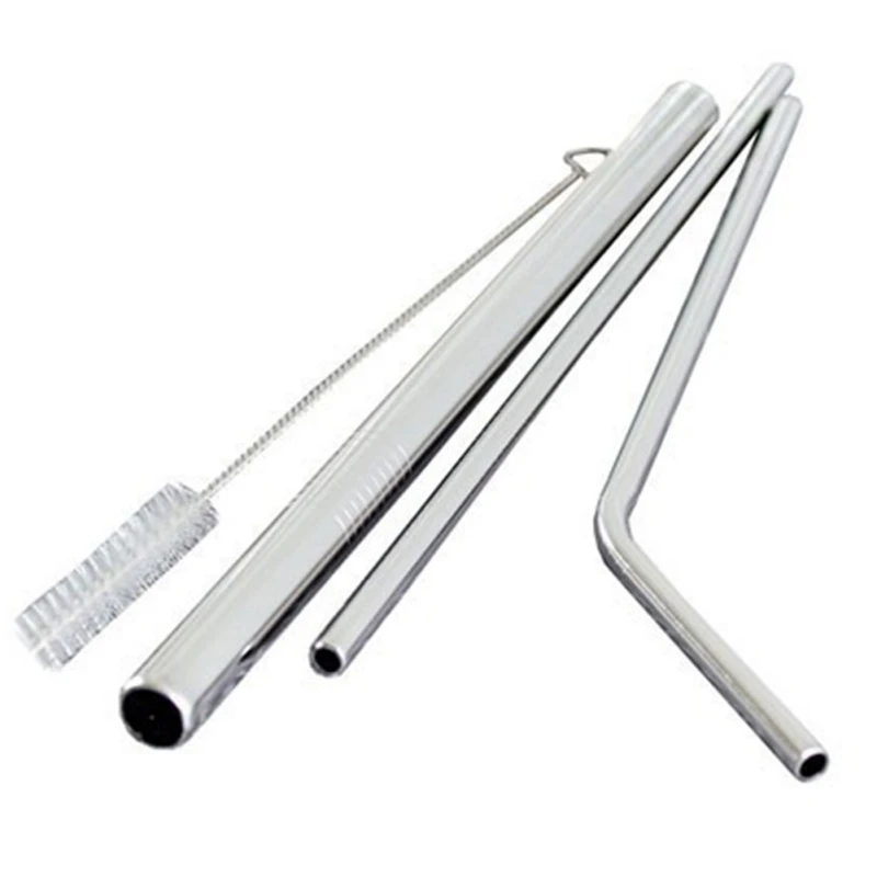 

4pcs/set Stainless Steel Drinking Straws Reusable Metal Straws Dishwasher Safe Environmentally Friendly Straw Pro