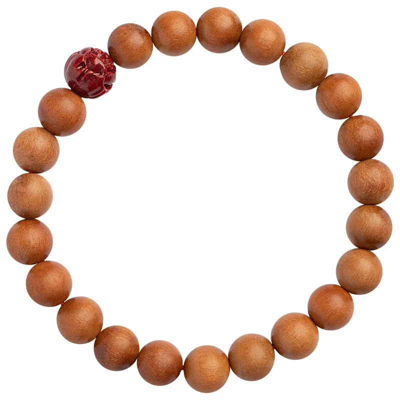 High Quality Real Peach Wood Beads Bracelet Buddha Bracelet Buddhist Bangle Prayer Men Women Natural Cinnabar Hand-carved Lotus