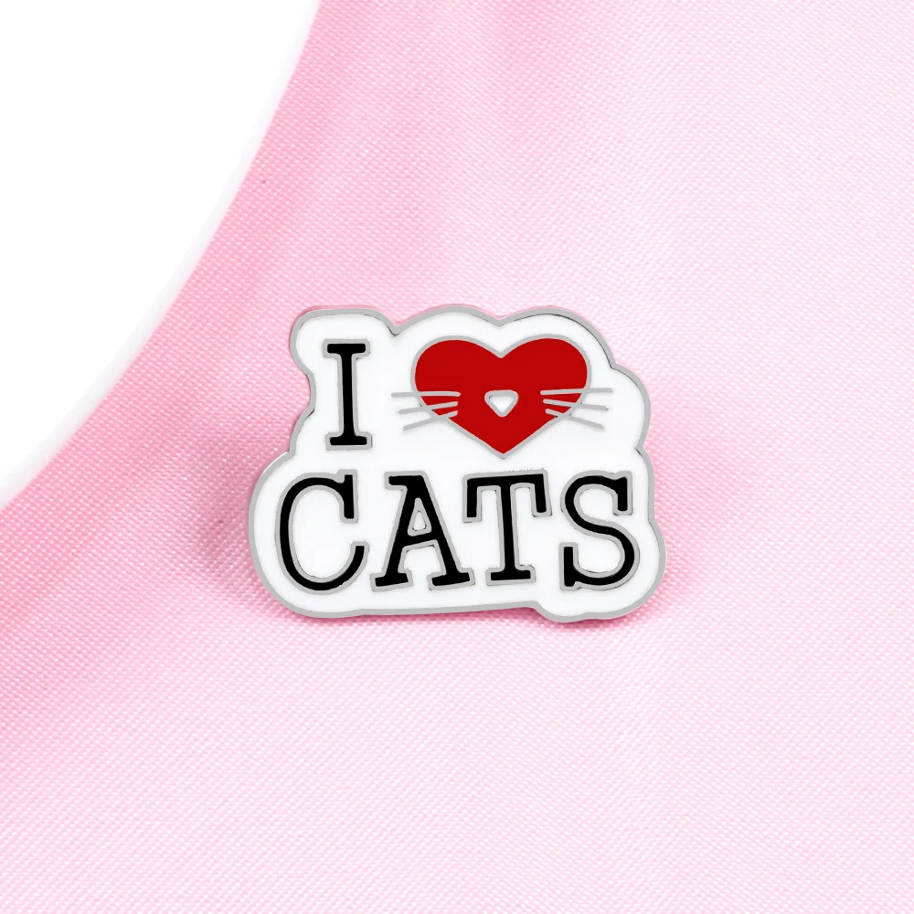 Милые эмалированные булавки с надписью I Love You Doll Cat куртка с брошью рубашки нагрудная булавка шляпа сумка Кнопка значок Ювелирные изделия Подарки для детей девочек