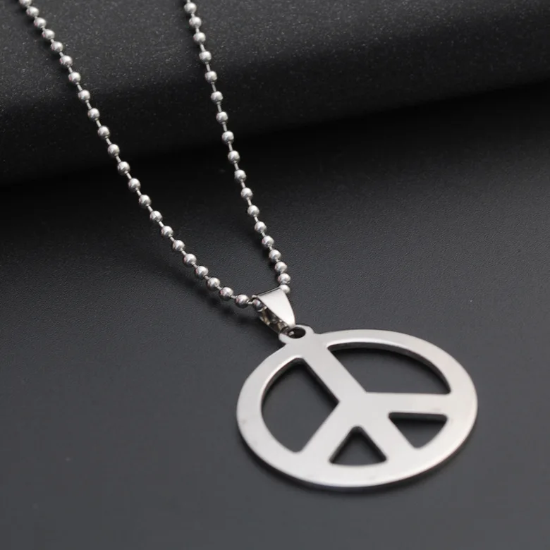 

10 Stainless steel hollow anti-war logo necklace geometric round peace Sign GD peace symbol titanium steel necklace jewelry