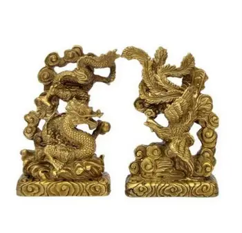 

COPPER STATUE Pure copper, dragon, Phoenix, pearl, Phoenix, peach blossom, marriage promotion, wedding decoration, simple and mo