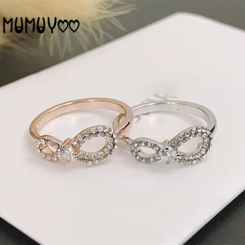 

2020 New High Quality Fashion Charm S925 Sterling Silver Eternal Love 8 Shaped Crystal Women Ring