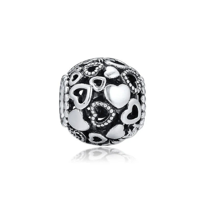 CKK Element Heart Charms 925 Fit Pandora Браслеты из стерлингового серебра Шарм бусины для бусина для изготовления украшений - Цвет: Оранжевый