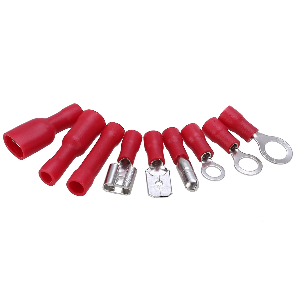 450pcs Cable Lugs Flat Plug Crimp Terminal Spade Ring Insulated Electrical Wire Connector with Crimping Plier Tool Mixed Box Kit