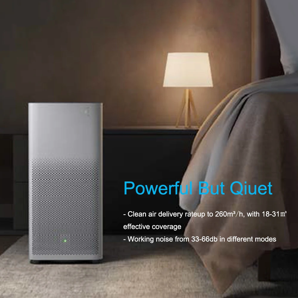  Xiaomi Air Purifier 2H 3 Stages HEPA Filter Eliminates 99.97% Particles 0.3 Microns 18-31m² Effecti