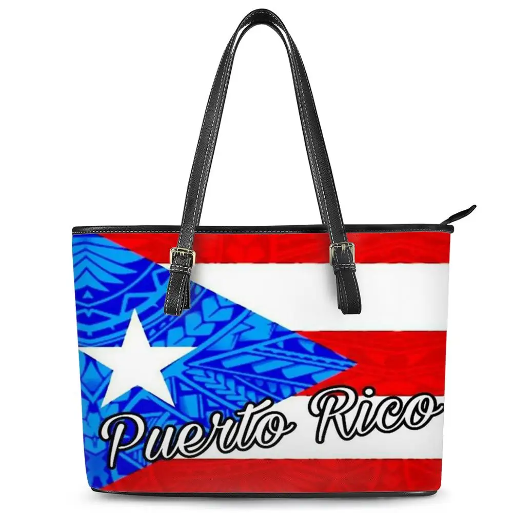 

ELVISWORDS Women Handbags Polynesian Traditional Tribal Printing Lady Leather Shoulder Bags Large Casual Tote Bag Luxury Handbag