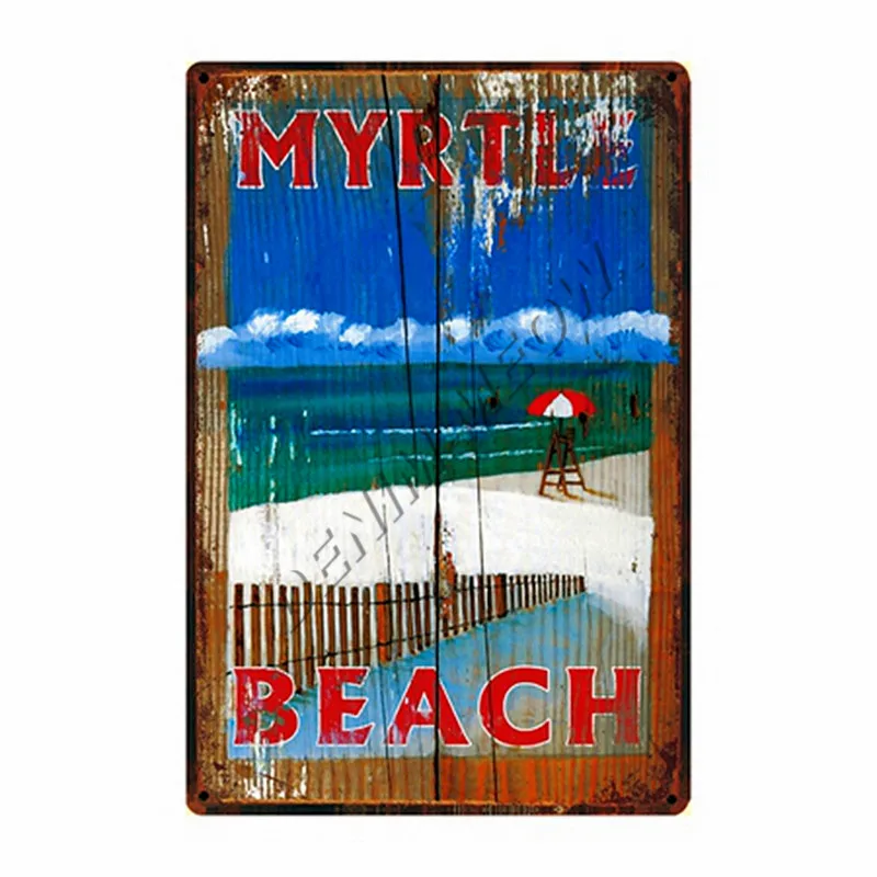 17 Потертый шик Tiki Bar Florida пляжные винтажные металлические знаки летний лагерь California Surfing райские наклейки на стену домашний декор WY92 - Цвет: 17