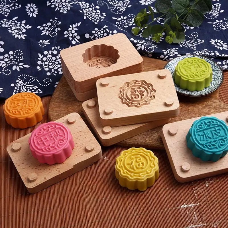 Деревянная форма для выпечки Mooncake, двухслойная форма для выпечки в китайском стиле, форма для выпечки Mooncake, сделай сам, для торта, кондитерских изделий, мыло ручной работы, печенье