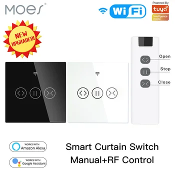 

WiFi RF433 Smart Touch Curtain Roller Blinds Motor Switch Tuya Smart Life App Remote Control Works with Alexa Google Home