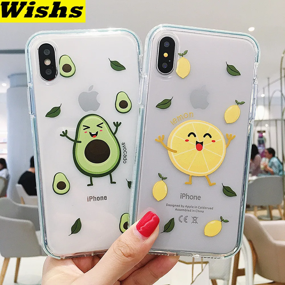 Прозрачный чехол с фруктовым лимоном и авокадо для iPhone 11 Pro MAX 6 6s 8 7 Plus прозрачный