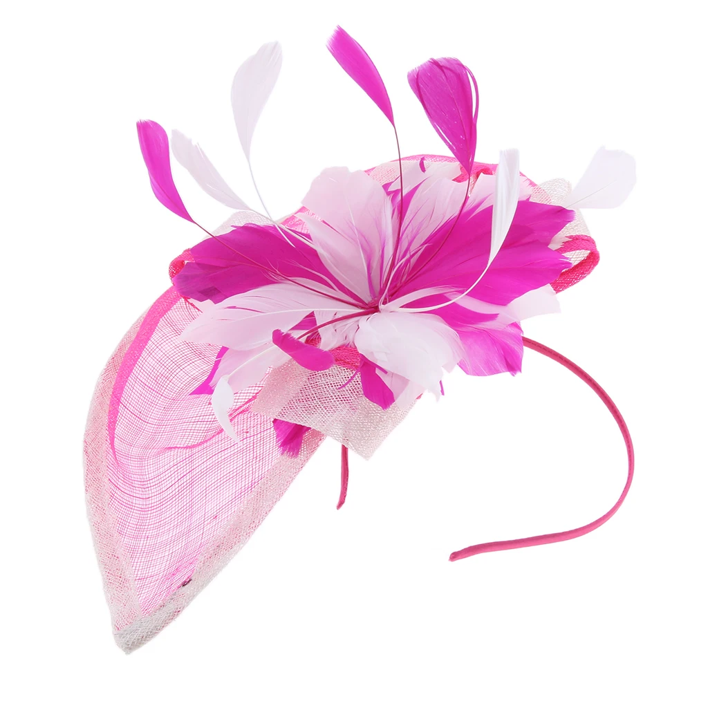 Women Lady Bridal Feather Fascinator Cocktail Party Hats Headpieces Headband