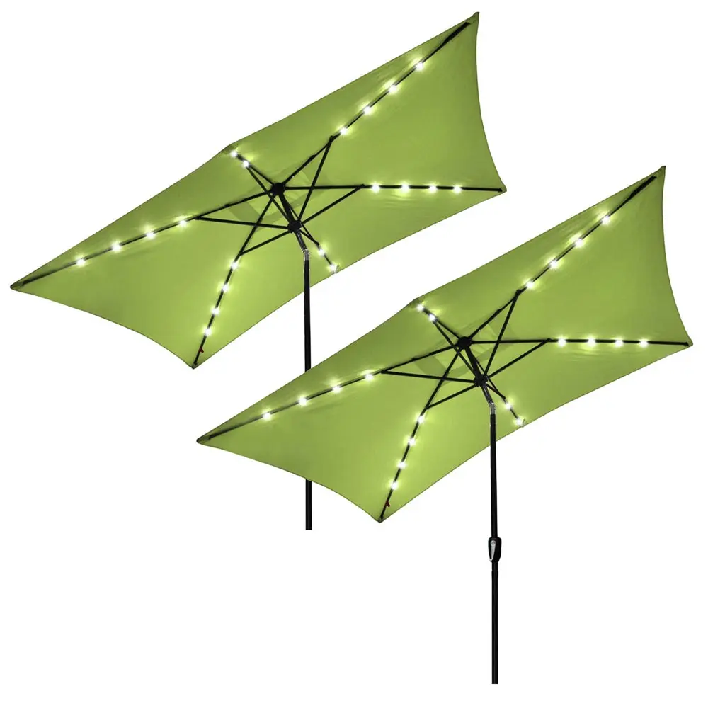 Yestarry 10x6 5ft Outdoor Rectangle Solar Powered Led Patio Umbrella With Crank Tilt For Garden Table Market Pack Of 2 Aliexpress