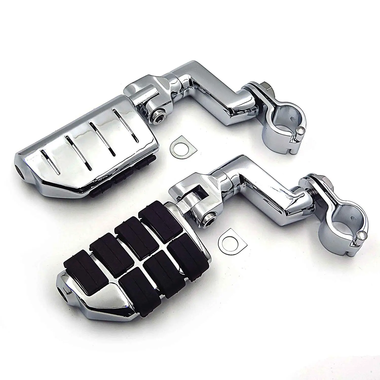 

Chrome Highway Clamps 1.5" Large Foot Pegs For YAMAHA V-STAR Roadstar KAWASAKI VULCAN Harley Softail Dyna Touring