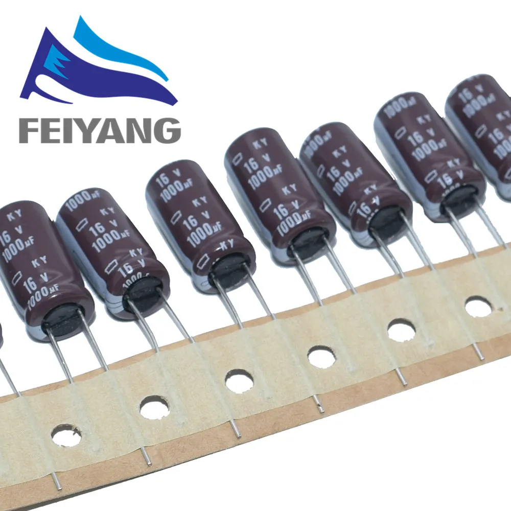 10pcs 1000uF 16V NIPPON NCC KY Series 10x20mm Low ESR 16V1000uF Aluminum Electrolytic Capacitor