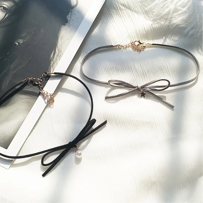 Japan And Korea Short Sweater Chain Bow Necklace Chain Pendant Clavicle Chain For Woman Fashion Jewelry Wholesale