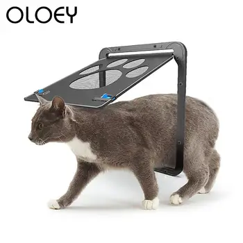 

Lockable Dog Cat Kitten Door Security Flap Door ABS Plastic Animal Small Pet Cat Kitten Dog Puppy Gate Door Pet Supplies