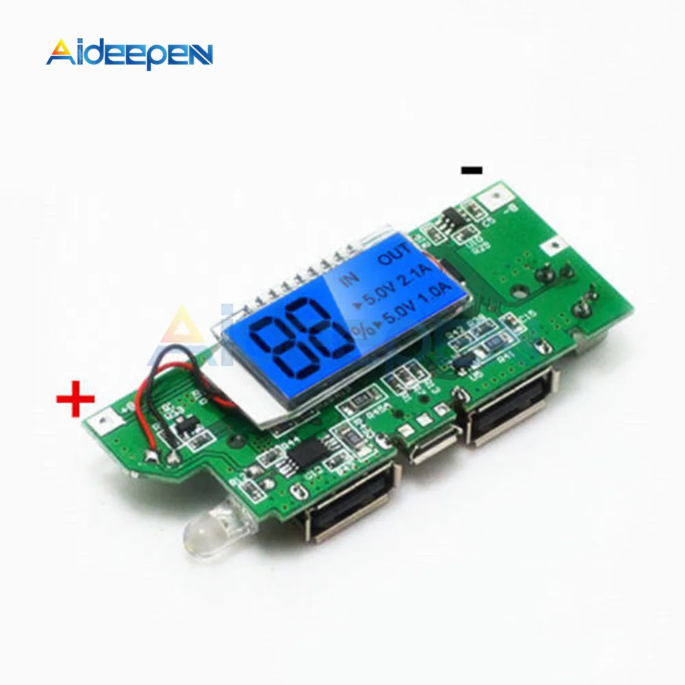 

Dual USB 5V 1A 2.1A Mobile Power Bank 18650 Lithium Battery Charger Board Digital LCD Charging Module