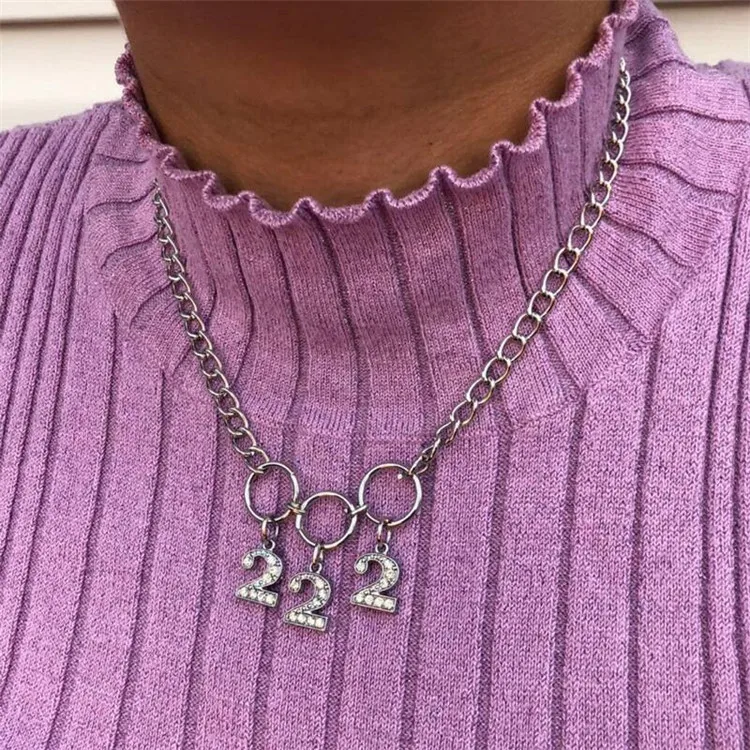 Харадзюку Стиль Письмо 222 777 любовник Чокер-ожерелье в стиле панк Женщины Мужчины Пара Ожерелье Mujer Collier Femme Кристалл ювелирные изделия