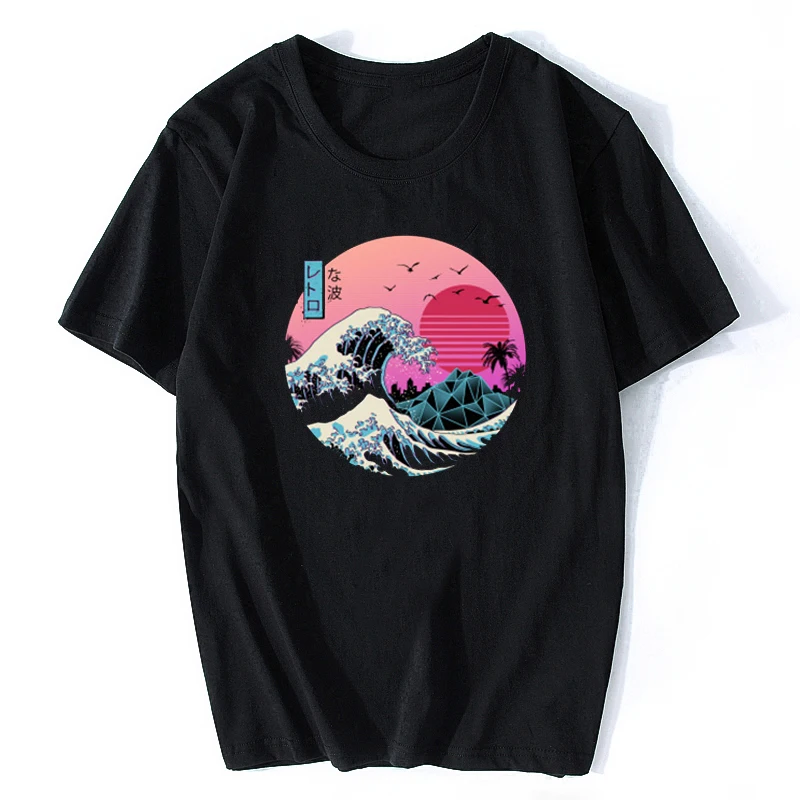 Футболка с японским аниме Ретро стиль волна Harajuku уличная одежда хлопок Camisetas Hombre