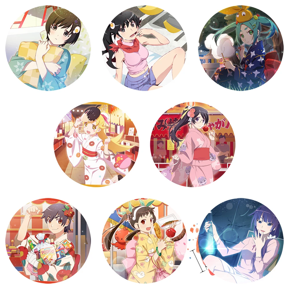 Значок аниме серии Monogatari Shinobu Mayoi Karen Tsubasa Yotsugi Hitagi Araragi Tsukihi металлический значок