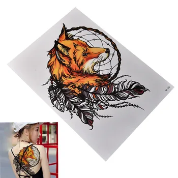 

Tribal Wolf Dreamcatcher Temporayr Tattoos Waterproof Flash Fox Tattoo Body Art For Men Women Fake Tattoo Stickers