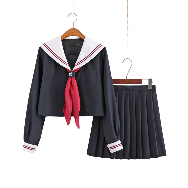 Black School Dresses Jk Uniforms Sailor Suit Anime Japanese School Uniform For Girls High School Students Pleated Skirt With Bow - Color: B06