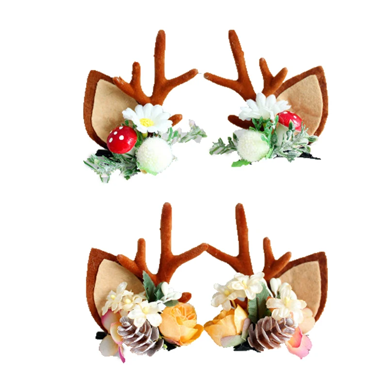 flower hair clip4 Яркая луна, мода, две пары, заколка для волос для рождественской вечеринки, цветок, Подсолнух, цветок, заколка для волос, цветок, ягоды, заколка для волос для девочек - Окраска металла: flower hair clip4