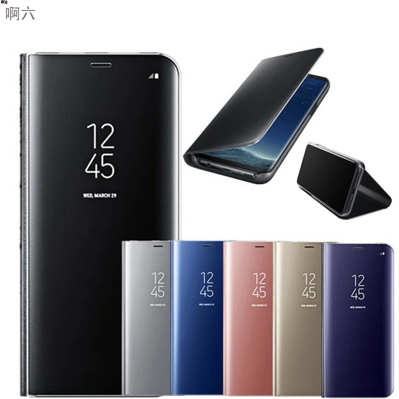 Умный зеркальный Чехол-книжка для Samsung Galaxy A6 A7 A8 A9 2018 J4 J6 S8 S9 Plus J8 A600 J2 Core A5 J5 J7 Neo 2017 S7