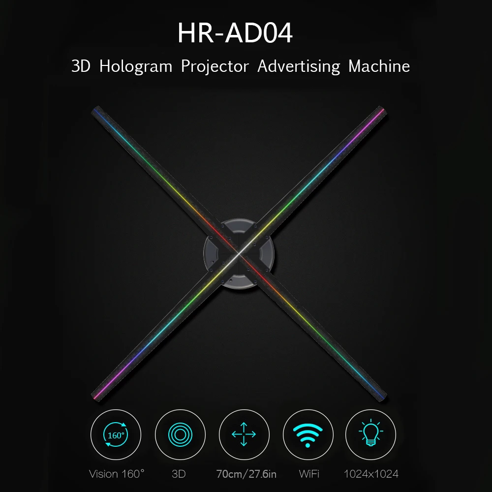 1024*1024 3D голограмма проектор вентилятор WiFi голографическая Лампа дисплей плеер с пультом дистанционного управления кронштейн 16 ГБ TF карта для офиса