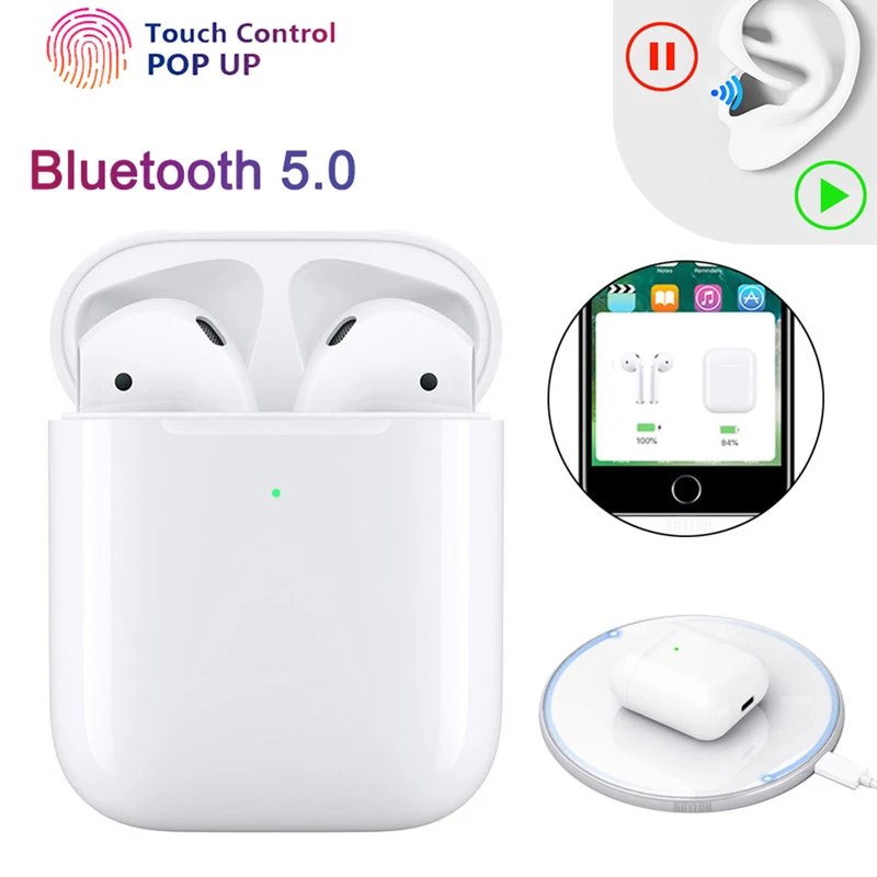 TWS Bluetooth 5 0 наушники 1:1 Реплика Air 2 Pop Up Беспроводная зарядка Спорт Музыка сенсорное