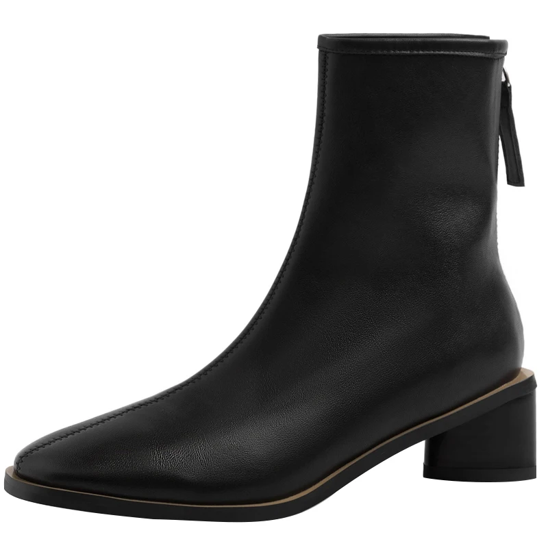 2020 New The High Quality Superfine Fiber Women's Boots Back Zipper Square Toe Thick High Heels Pumps Party Casual Shoes Woman