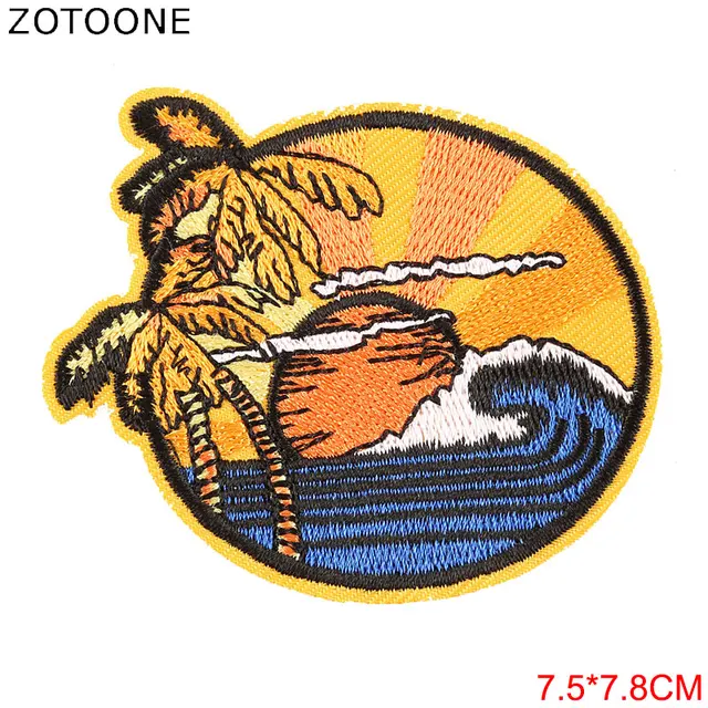 ZOTOONE Round UFO Parches Embroidered Iron on Patches For Clothing DIY Motif Stripes Clothes Stickers Alien Astronaut Badges E PE1826CT