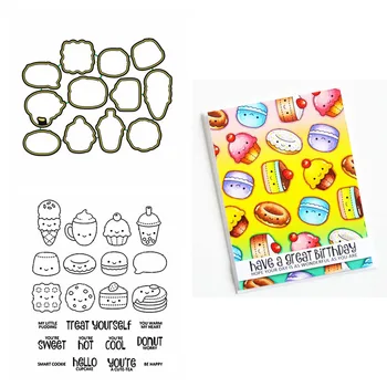 

Pudding Donut Smart Cookie Food Phrases Metal Cutting Dies and Stamps Stencils for DIY Scrapbooking Crafts Cards Making
