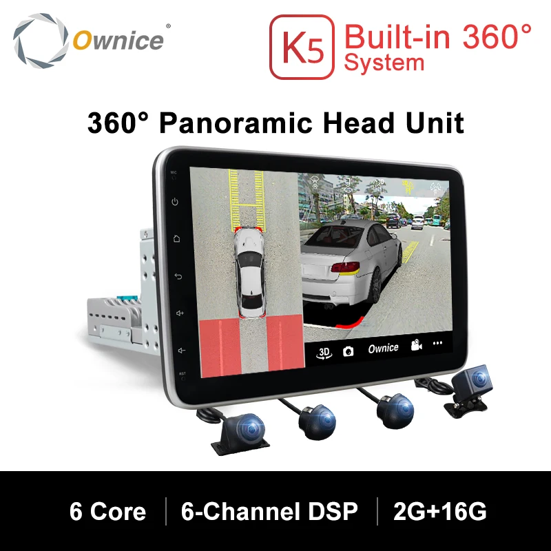Ownice K5 Вращающийся 1 din 2din 10 автомобильный радиоприемник Универсальный dvd плеер GPS