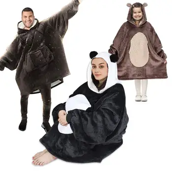 

Pullover Sweater Oversized Blanket Sherpa Hoodie Sweatshirt Wearable Blankets For Adults, Kids Women And Men