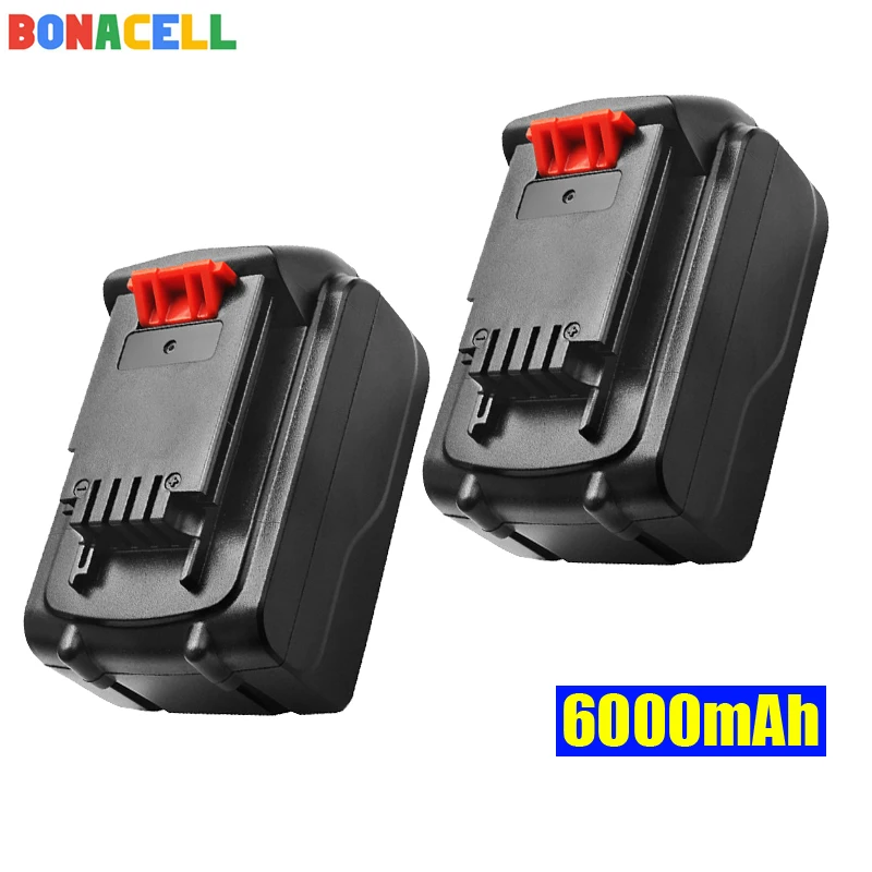 

Bonacell 2Pcs 20V 6000mAh Li-ion Rechargeable Battery Power Tool Replacement Battery for BLACK & DECKER LB20 LBX20 LBXR20