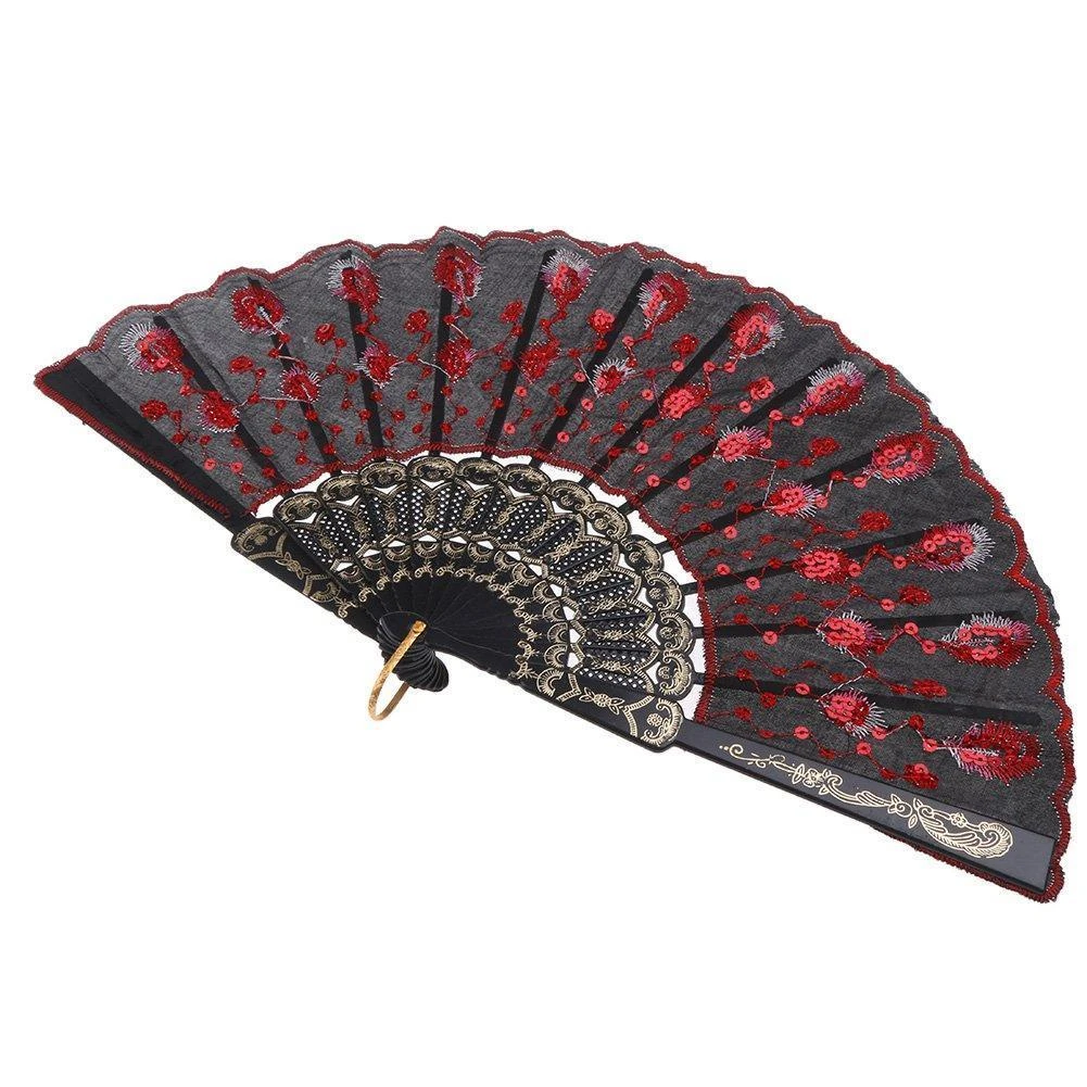 Beautiful Decorative Fans Plastic Cloth Folding Hand Pattern For Party  Wedding Spanish Style Dance Flower Held Fan U1k2 - Decorative Fans -  AliExpress