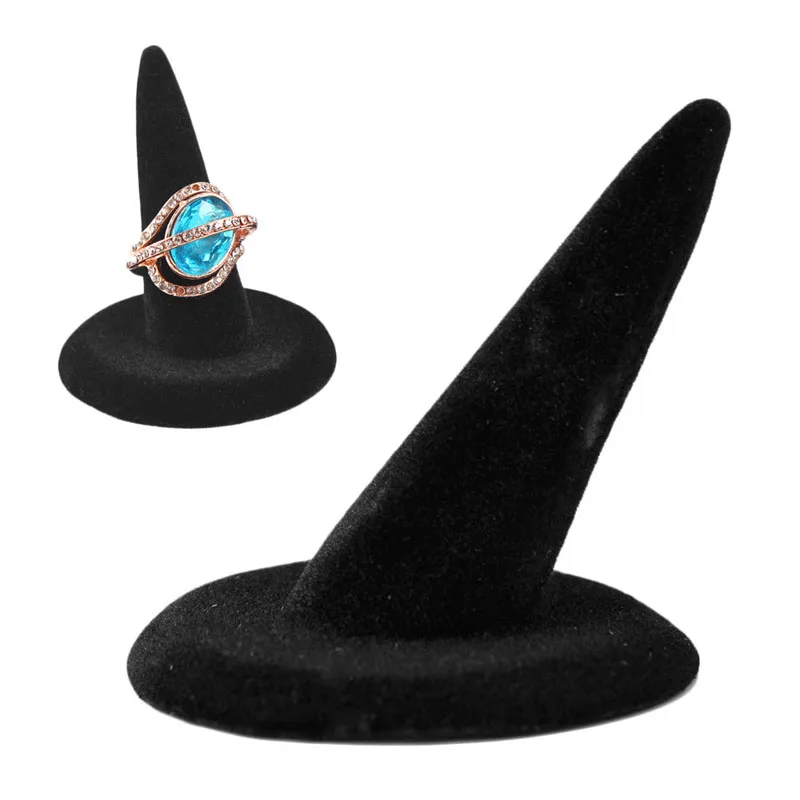 

Fashion Velvet 1/2 Finger Ring Stand Jewelry Holder Display Showcase Gift Black