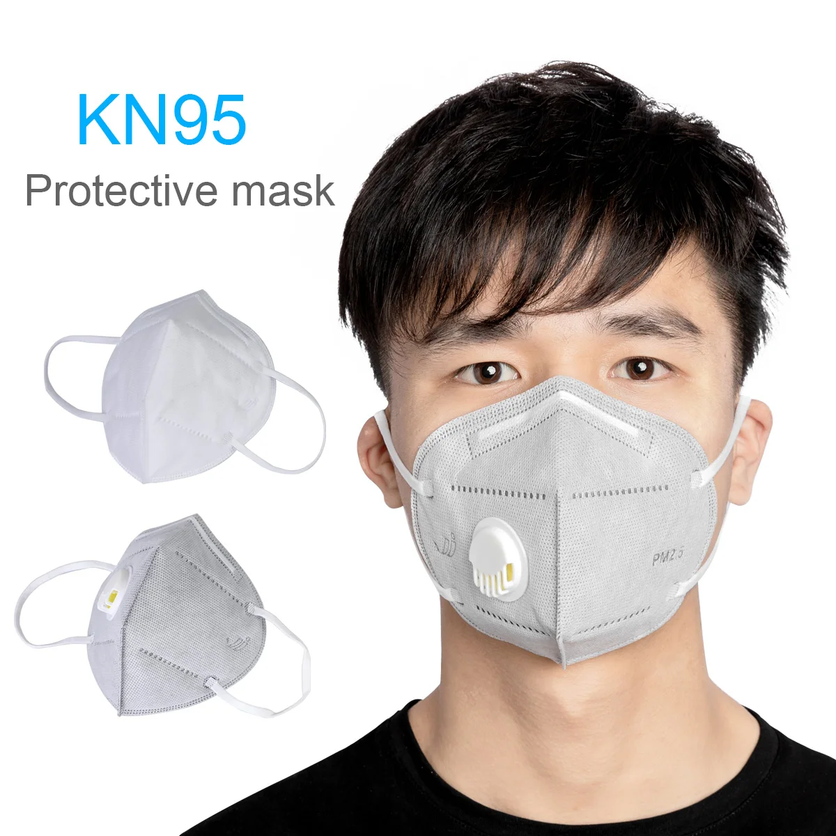 

KN95 Face Mask Dustproof Windproof Respirator Valve PM 2.5 Mask