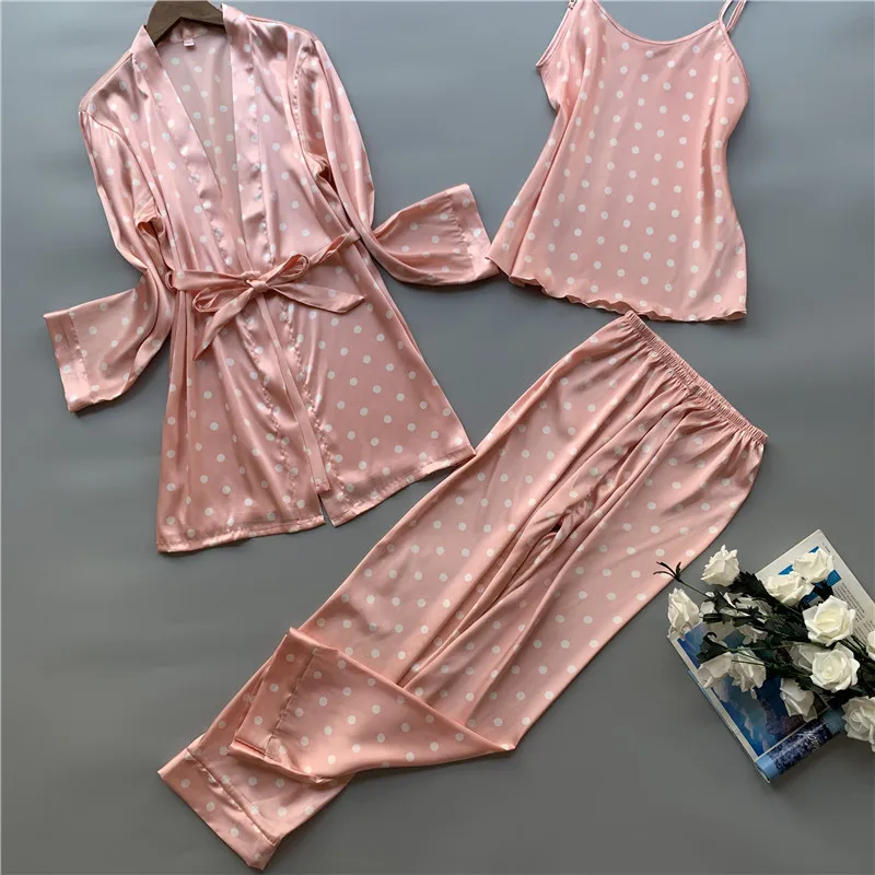 MECHCITIZ, осенняя сексуальная одежда для сна, женские пижамные комплекты, шелковая пижама, женские зимние платья Брюки, 3 шт., атласная пижама, домашняя одежда, нижнее белье