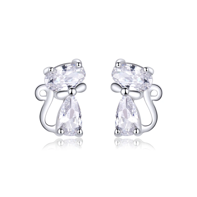 pandora earrings WOSTU Real 100% 925 Sterling Silver Lovely Cat Pet Stud Earrings For Women S925 Silver Earring Fashion Jewelry Gift FIE073 wedding earrings